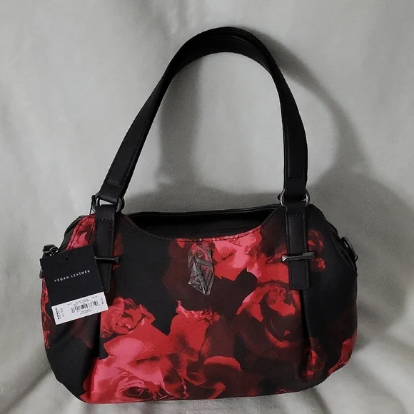 Simply Vera Wang Black and Red Floral Women's Bag - Picture 1 of 8
